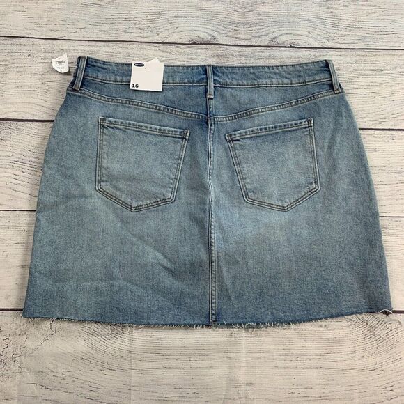 Old Navy Jean Skirt sz 16 Denim 17.5" Length Light Wash Raw Hem Women's New NWT - Picture 5 of 8